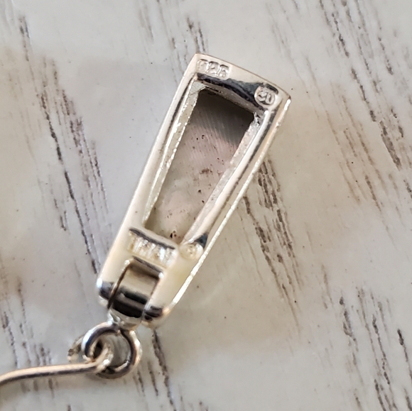 Silver Earrings With Mother of Pearl Stamped 925 - Picture 4 of 6